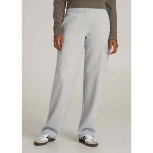 American Tall Mid Rise Cargo Fleece Sweatpants for Tall Women in Grey Mix Size L
